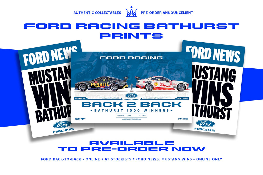 Ford Racing fans! Celebrate back-to-back wins at the Bathurst 1000 with two historic collectors prints!