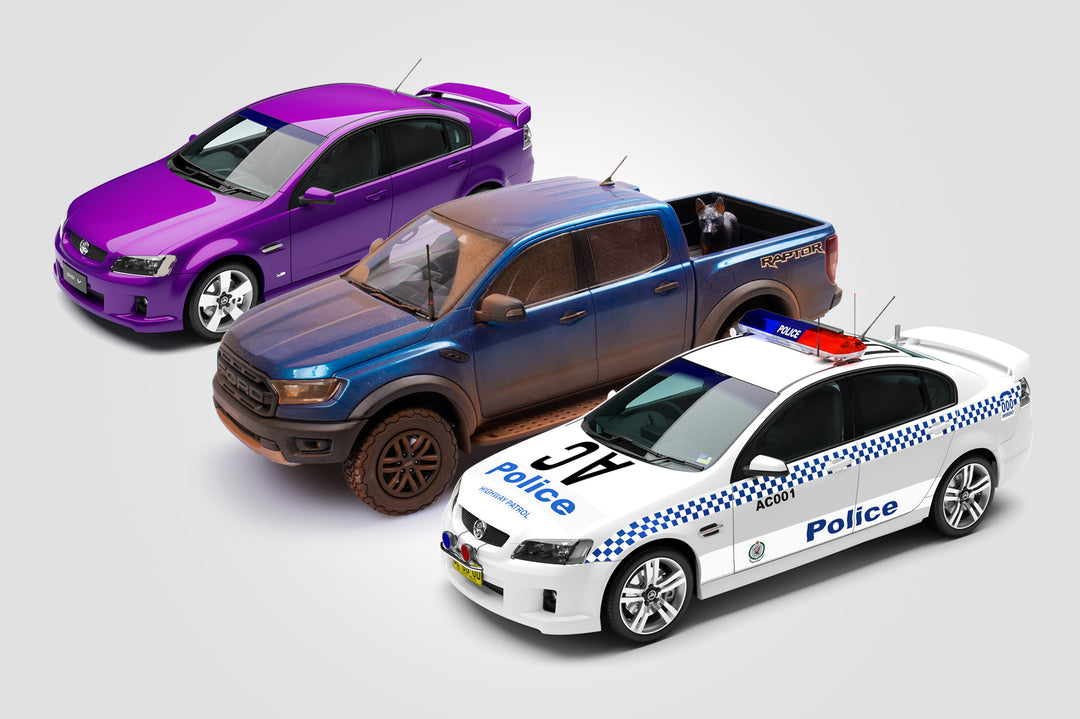 New Model Announcements: 1:18 Scale VE Commodore Police Car, Dirty Version Ford Raptor + More