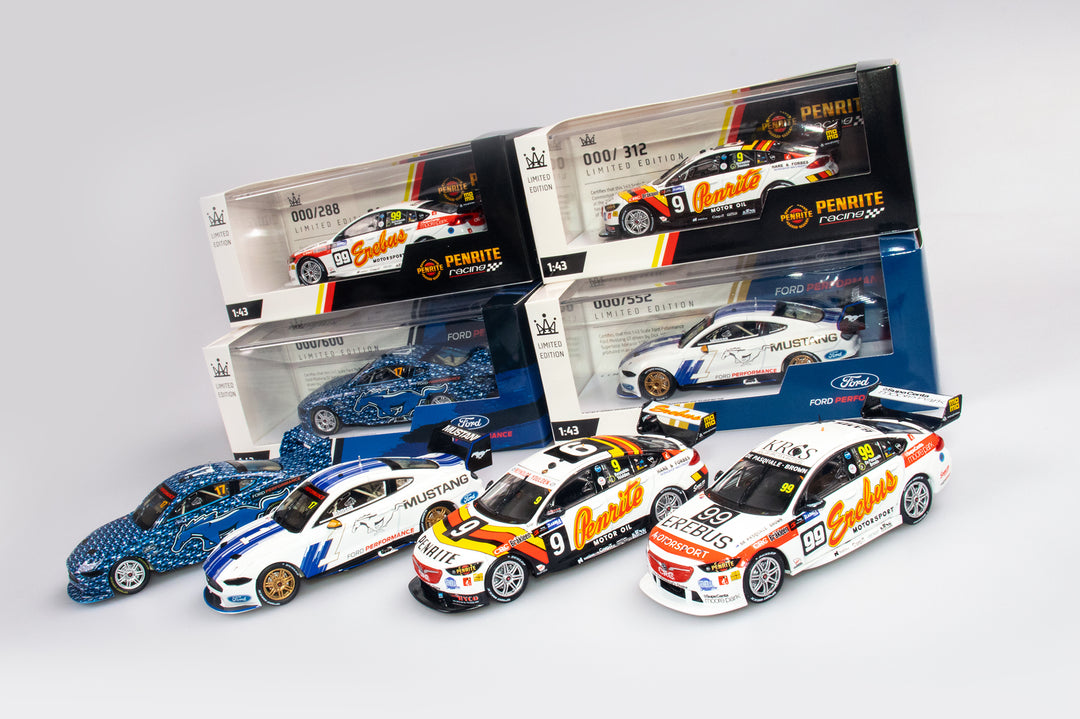 Now In Stock: 1:43 Camo Test / Dick Johnson Parade of Champions Mustangs + Erebus Sandown 500 Retro Commodores