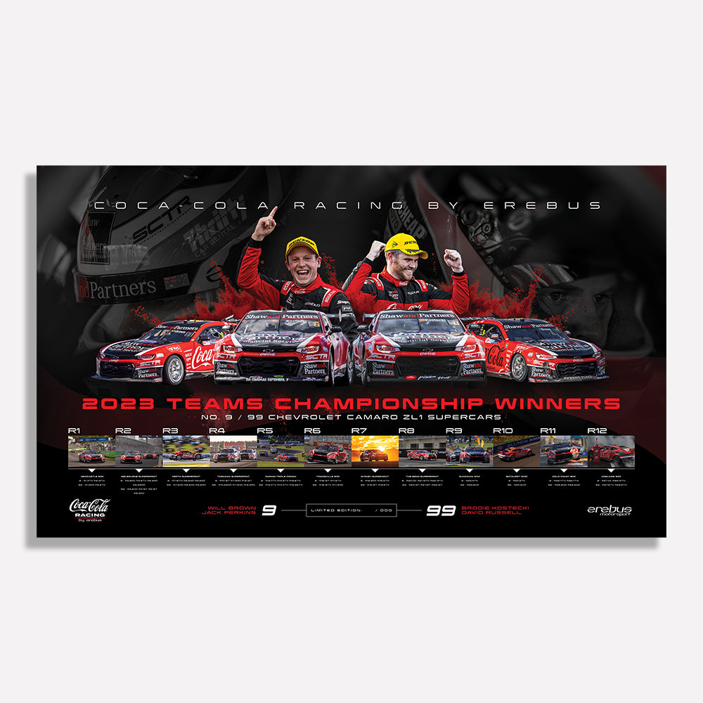 Coca-Cola Racing By Erebus: 2023 Supercars Teams Championship Winners Limited Edition Print (Pre-Order)