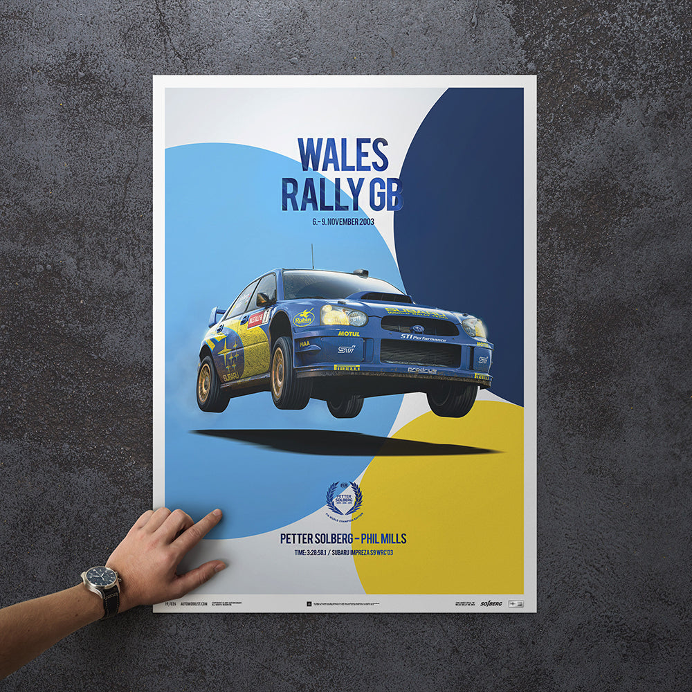 Subaru Impreza WRC 2003 Champion - Petter Solberg - Wales Rally GB - Collector's Edition Print