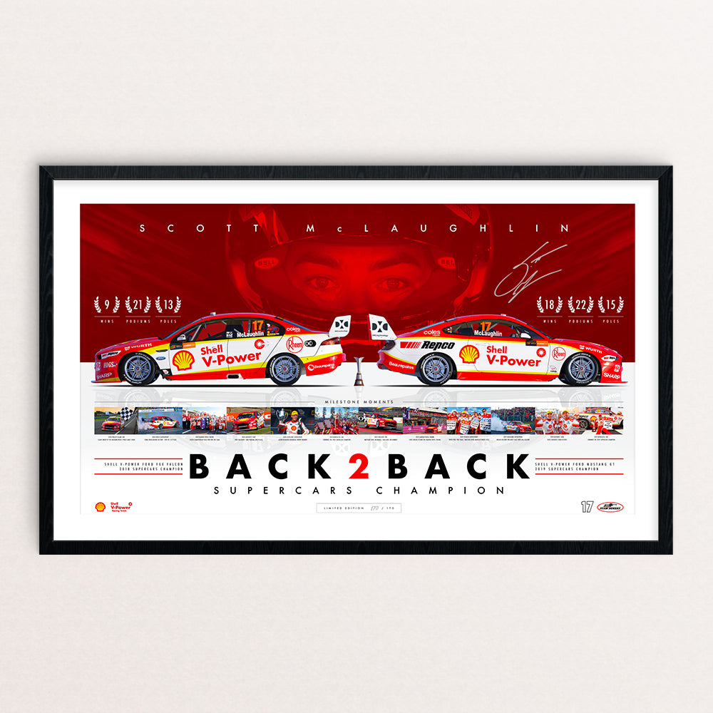 Shell V-Power Racing Team Scott McLaughlin 'Back 2 Back Supercars Champion' Framed and Signed Limited Edition Print