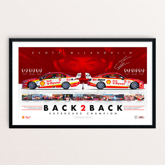 Shell V-Power Racing Team Scott McLaughlin 'Back 2 Back Supercars Champion' Framed and Signed Limited Edition Print