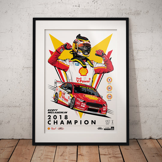Shell V-Power Racing Team ‘Scott McLaughlin 2018 Champion’ Illustrated Print - Standard Edition