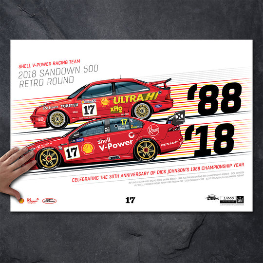 Shell V-Power Racing Team 2018 Sandown 500 Retro Round #17 Sierra/Falcon Print