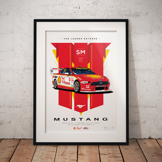 The Legend Returns: 2019 Shell V-Power Racing Team #17 Scott McLaughlin Mustang Illustrated Print