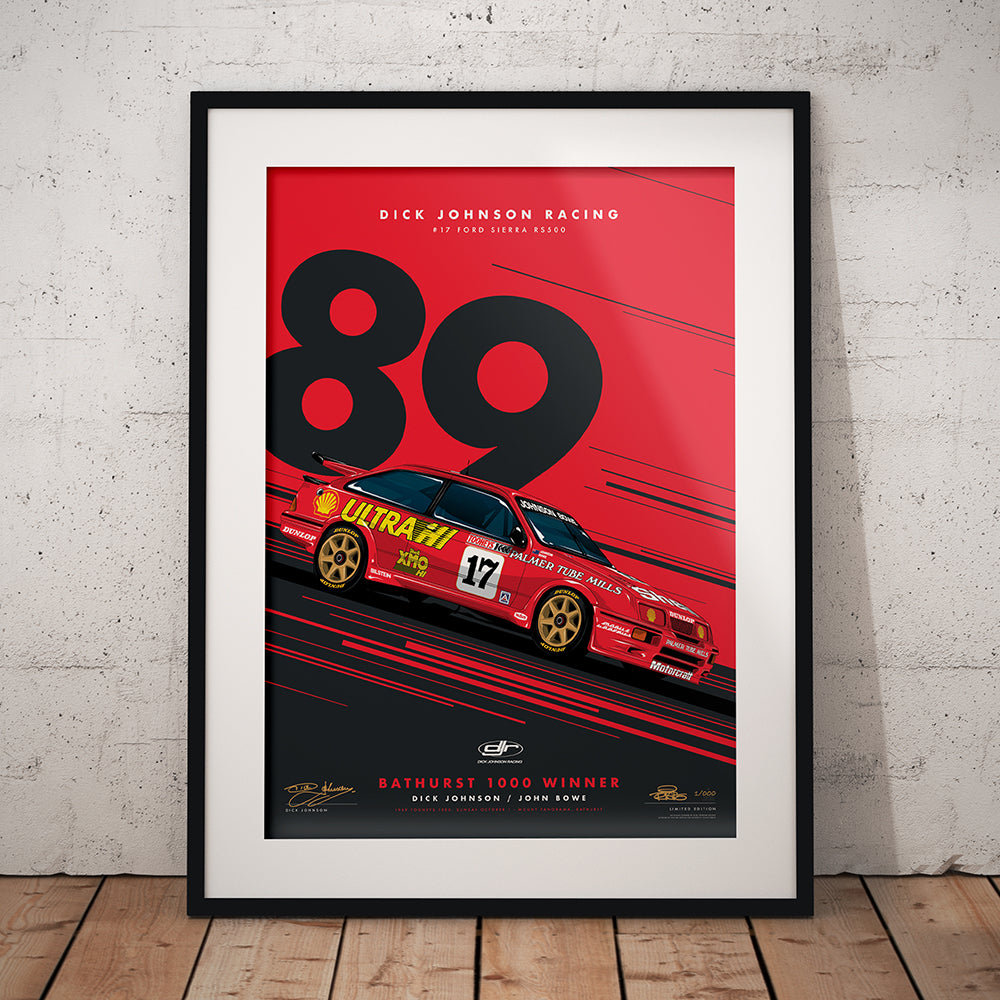 Dick Johnson Racing Ford Sierra RS500 1989 Bathurst 1000 Winner - Red Limited Edition Signed Print