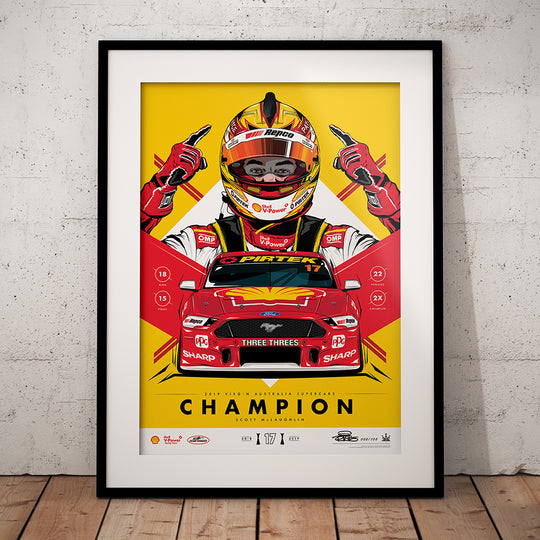 Shell V-Power Racing Team 'Scott McLaughlin 2019 Champion' Illustrated Print - Variant Edition