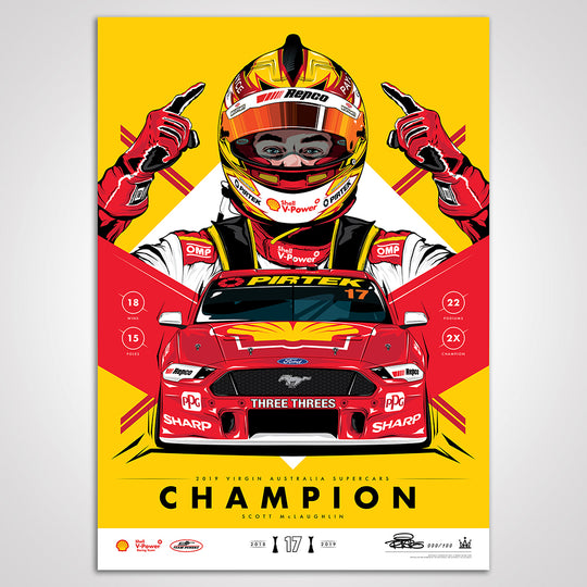 Shell V-Power Racing Team 'Scott McLaughlin 2019 Champion' Illustrated Print - Variant Edition