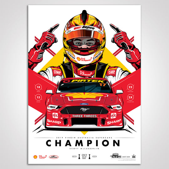 Shell V-Power Racing Team ‘Scott McLaughlin 2019 Champion’ Illustrated Print - Standard Edition