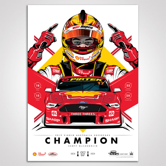 Shell V-Power Racing Team 'Scott McLaughlin 2019 Champion' Illustrated Print - Standard Edition