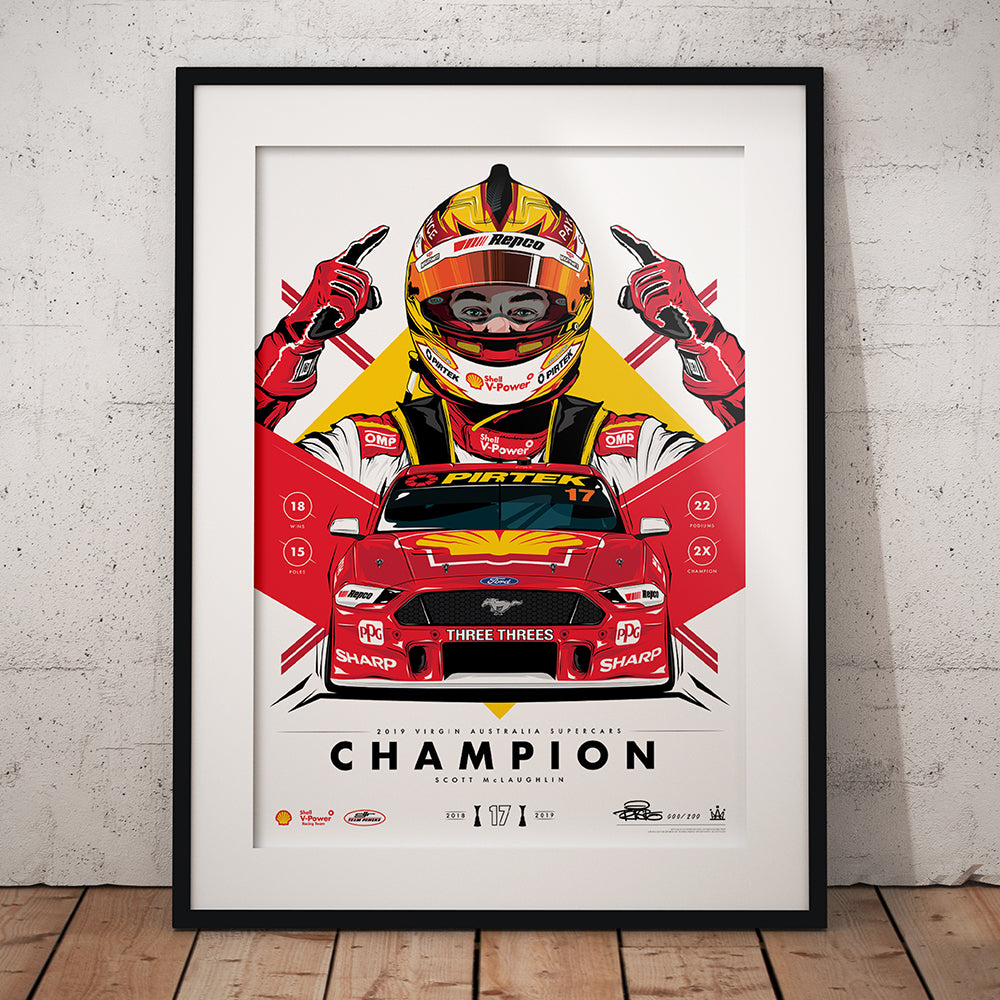 Shell V-Power Racing Team 'Scott McLaughlin 2019 Champion' Illustrated Print - Standard Edition