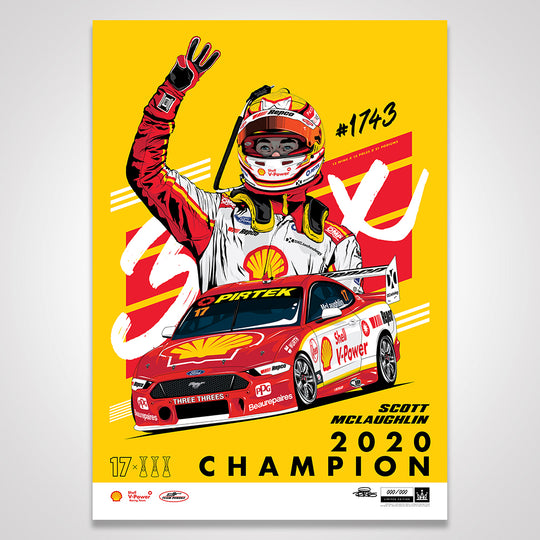 Shell V-Power Racing Team ‘Scott McLaughlin 2020 Champion’ Illustrated Print - Variant Edition