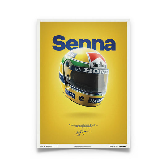 McLaren MP4/4 Ayrton Senna Helmet Quote Print