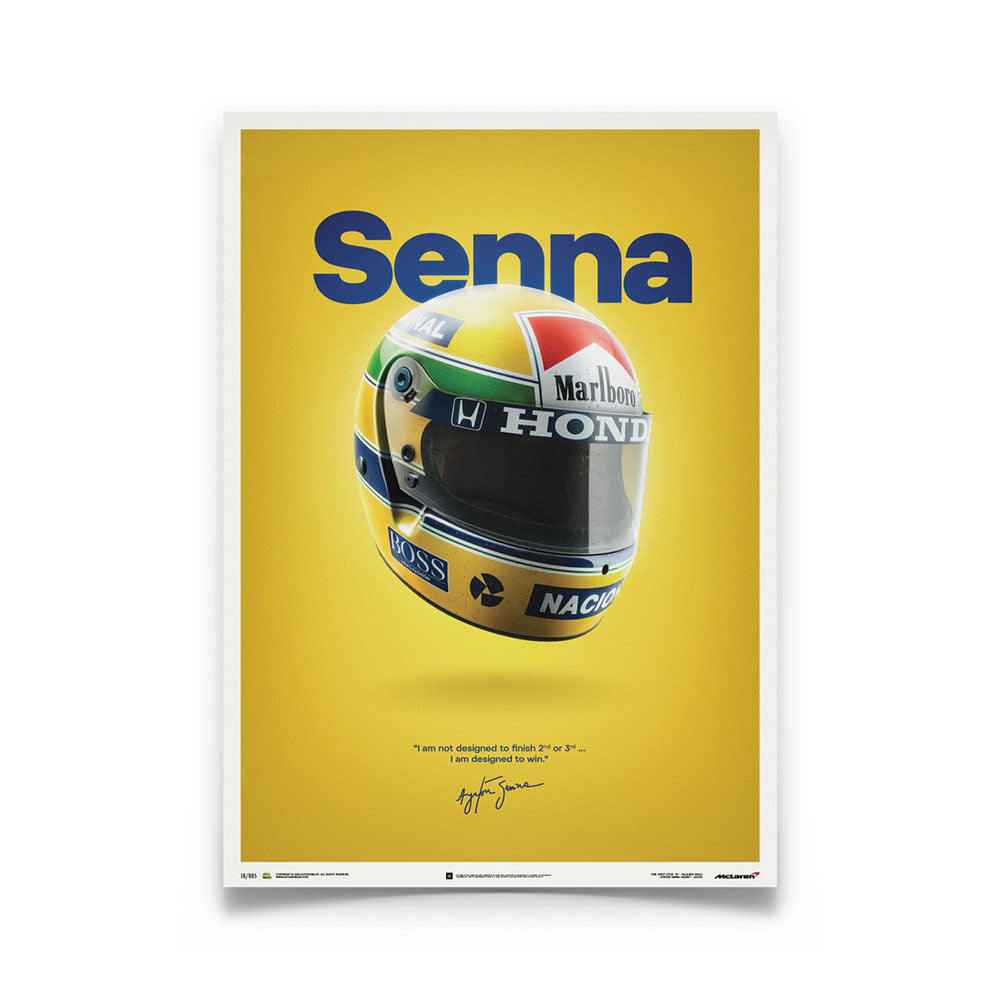 McLaren MP4/4 Ayrton Senna Helmet Quote Print