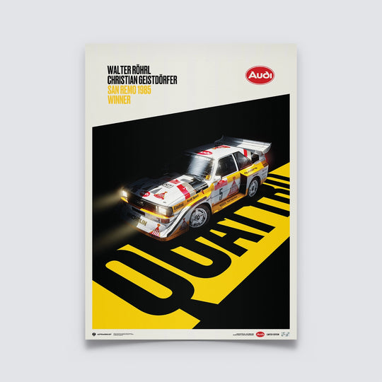 Audi Quattro S1 - Shadow - Walter Rohrl & Christian Geistdorfer - San Remo 1985 - Limited Edition Print