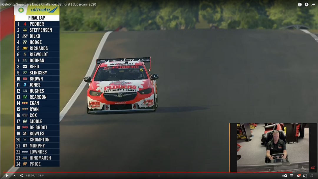 1:18 Pedders #4 Holden ZB Commodore Supercar - 2020 Supercars Eseries Celebrity Race Winner