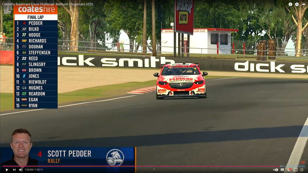 1:18 Pedders #4 Holden ZB Commodore Supercar - 2020 Supercars Eseries Celebrity Race Winner