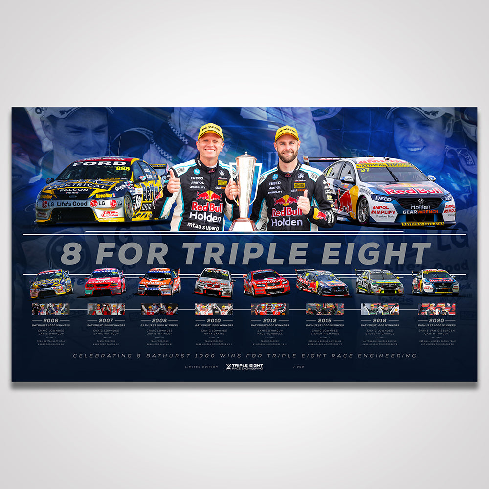 Triple Eight Race Engineering '8 For Triple Eight' Bathurst 1000 Wins Limited Edition Print